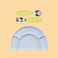 Silicone Plate & Cutlery Bundle Bundles Kiin ® Apple Pastel Sky 