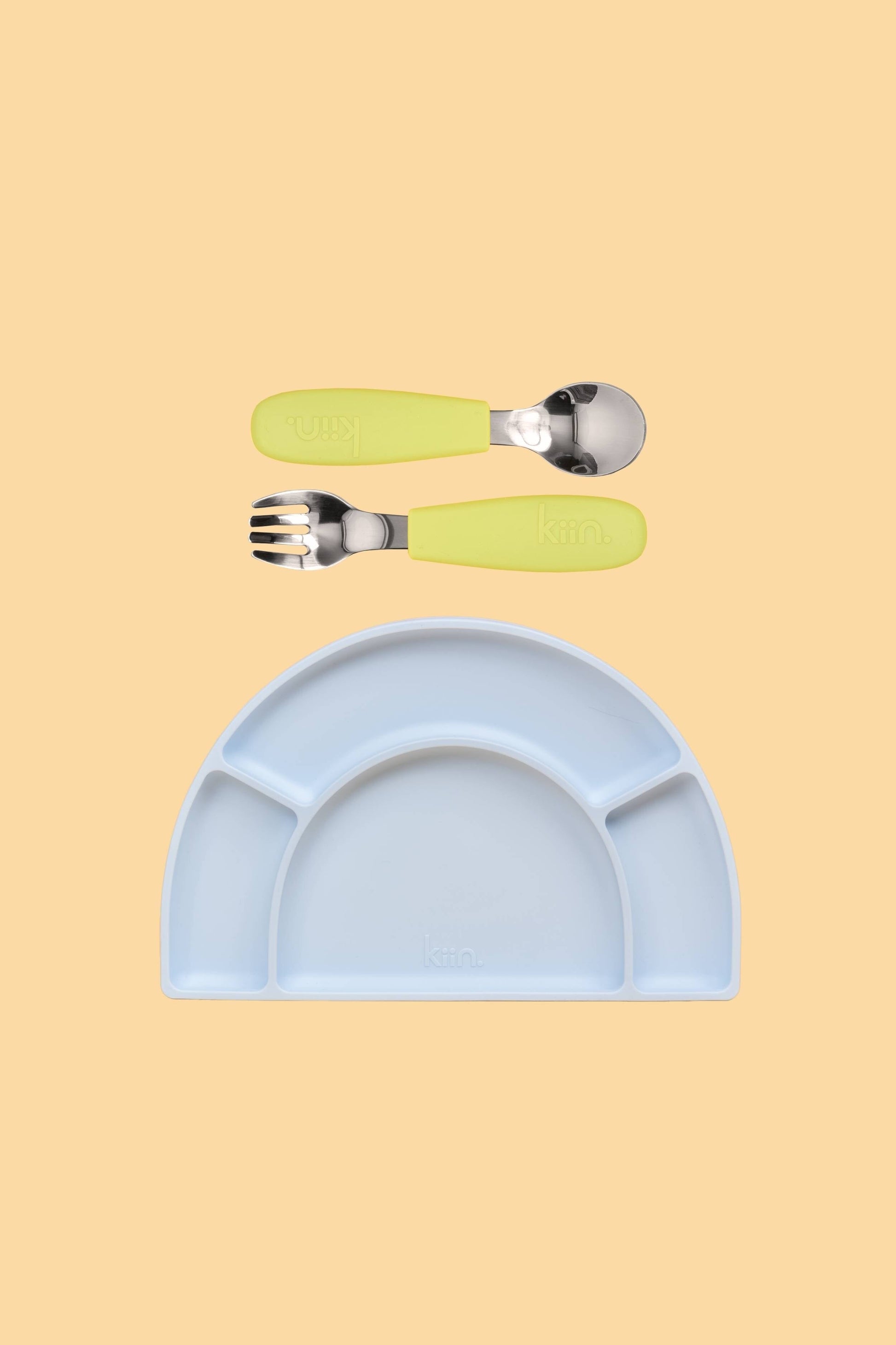 Silicone Plate & Cutlery Bundle Bundles Kiin ® Apple Pastel Sky 