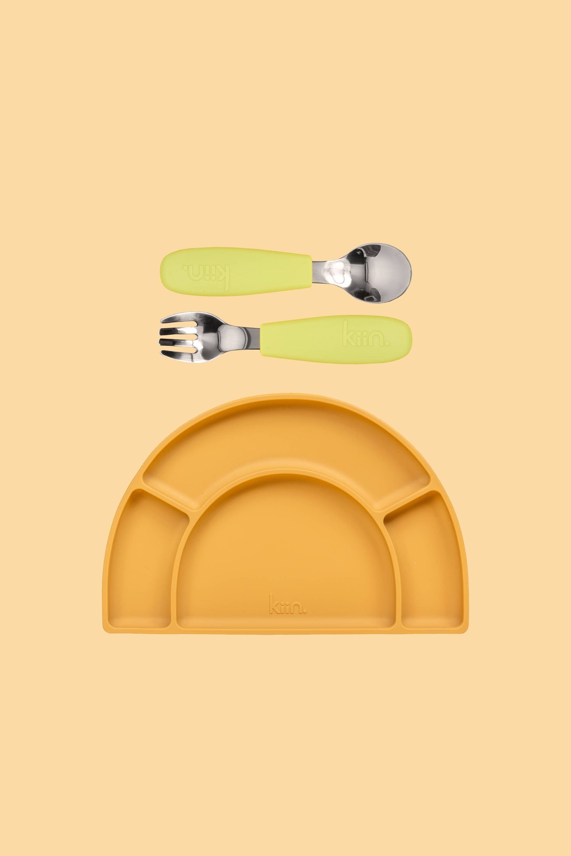 Silicone Plate & Cutlery Bundle Bundles Kiin ® Apple Tan 