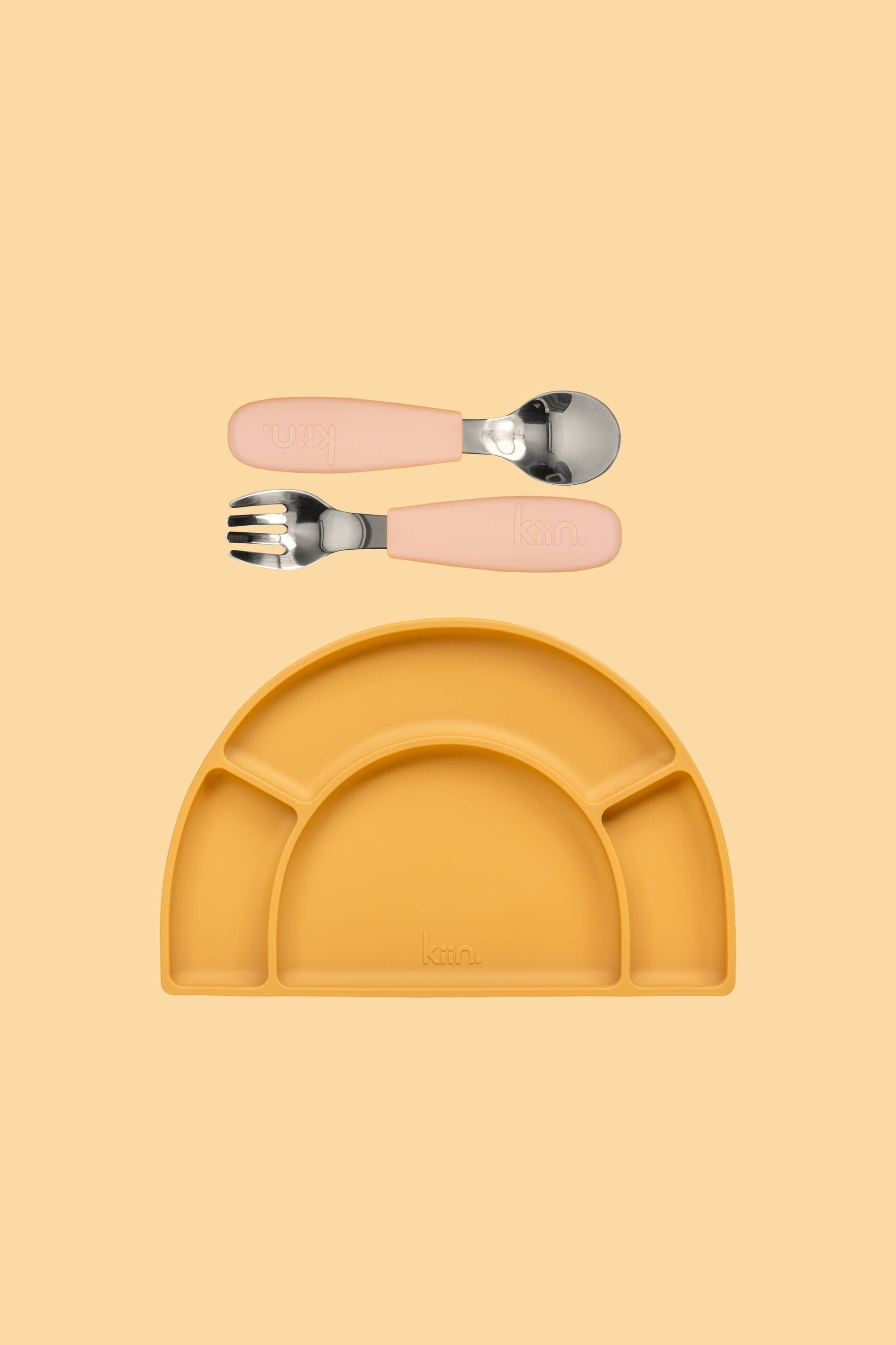 Silicone Plate & Cutlery Bundle Bundles Kiin ® Blossom Tan 