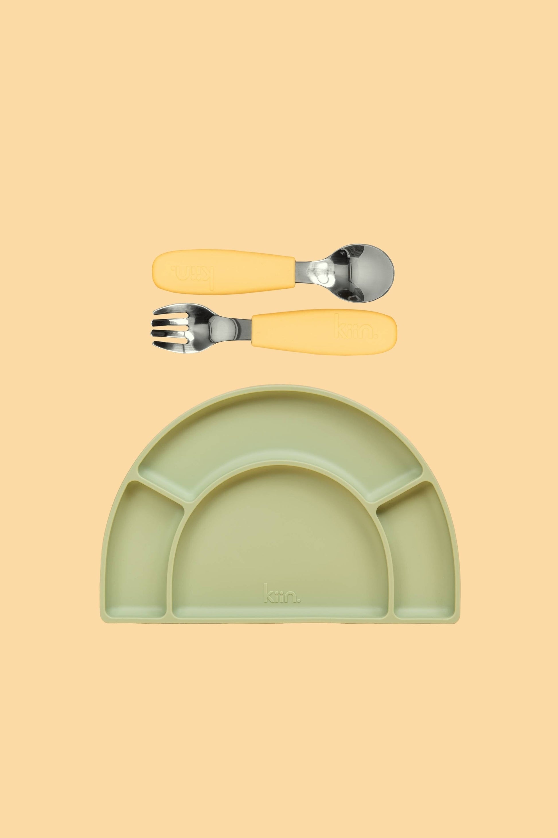 Silicone Plate & Cutlery Bundle Bundles Kiin ® Buttercup Sage 