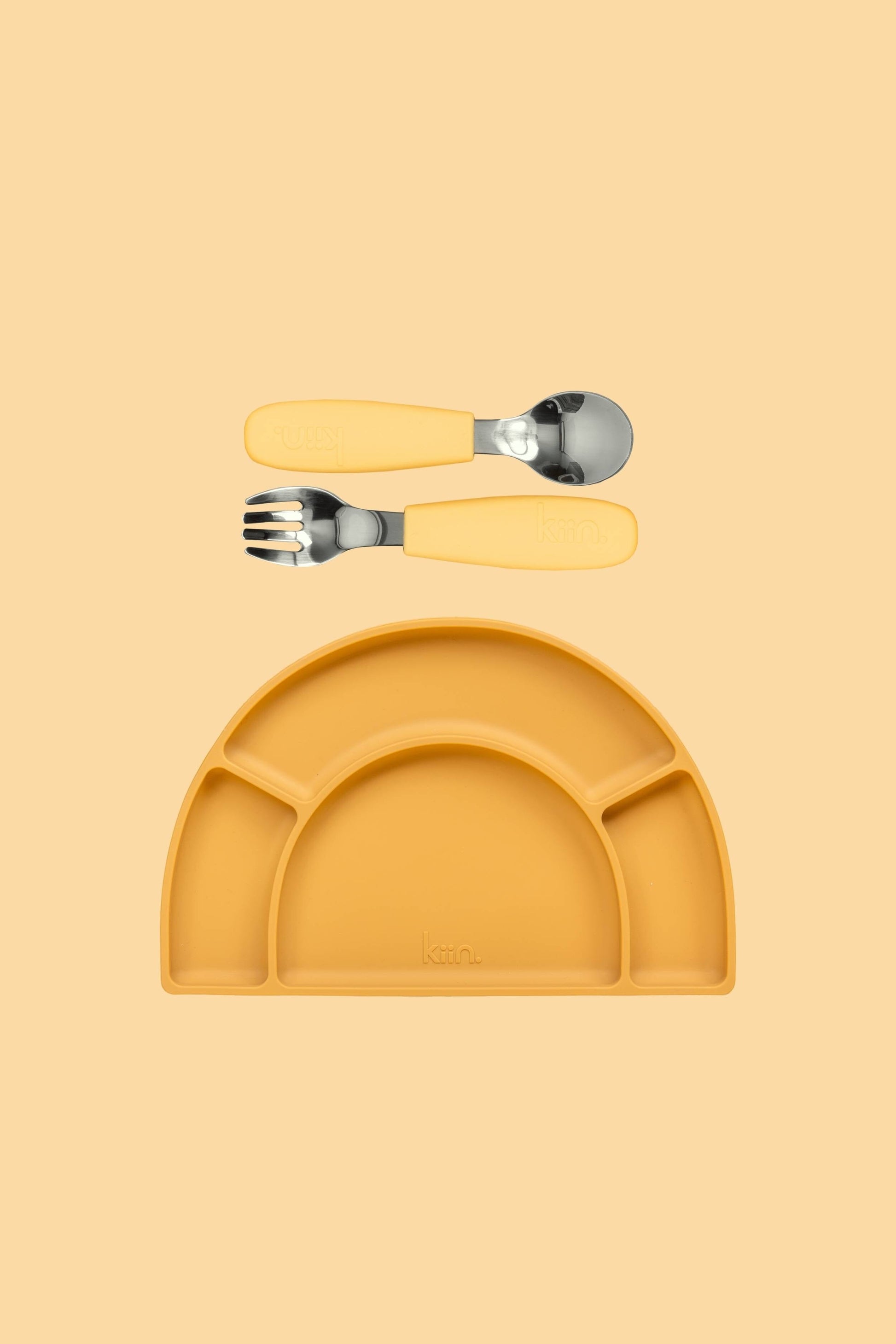 Silicone Plate & Cutlery Bundle Bundles Kiin ® Buttercup Tan 