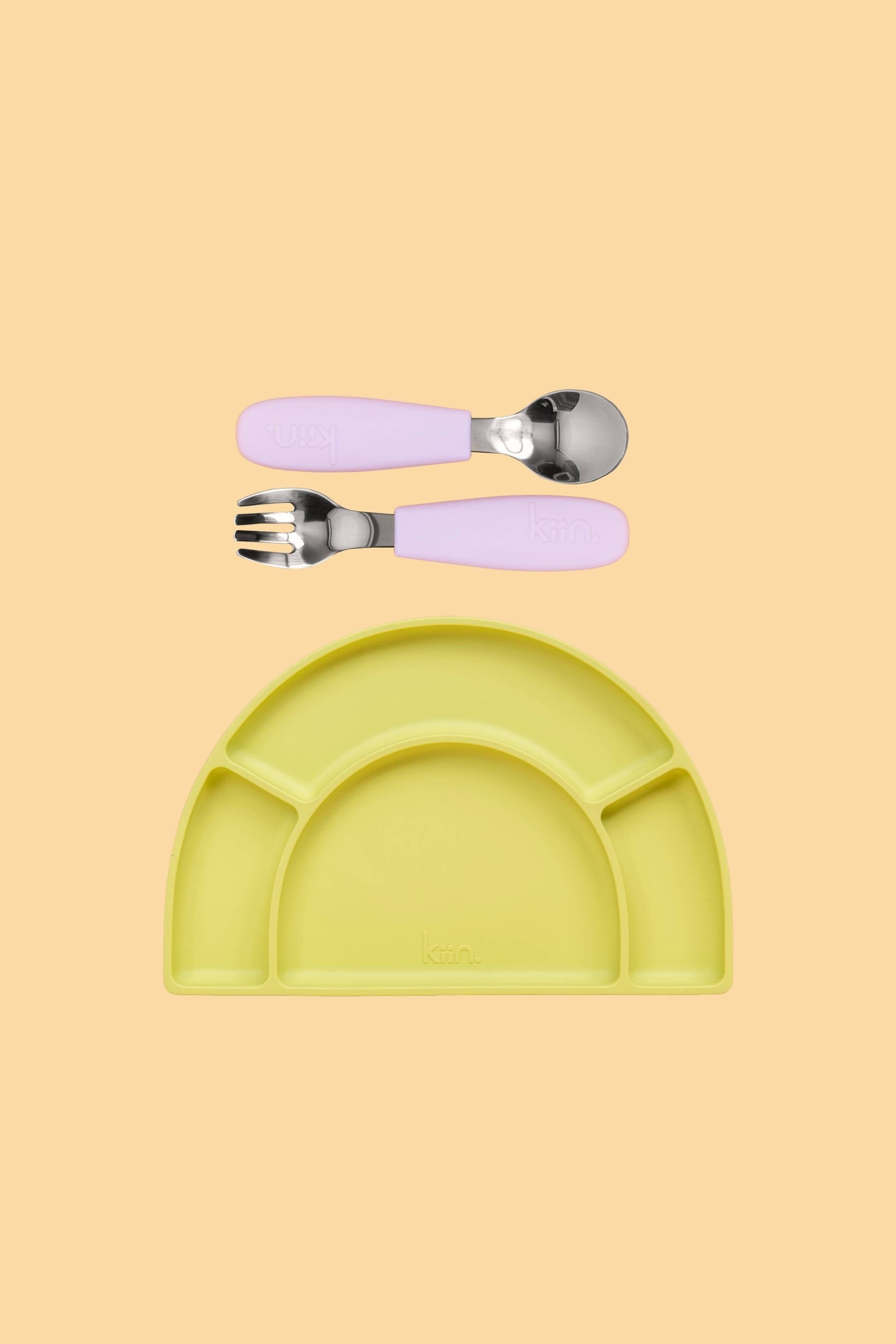 Silicone Plate & Cutlery Bundle Bundles Kiin ® Lilac Apple 