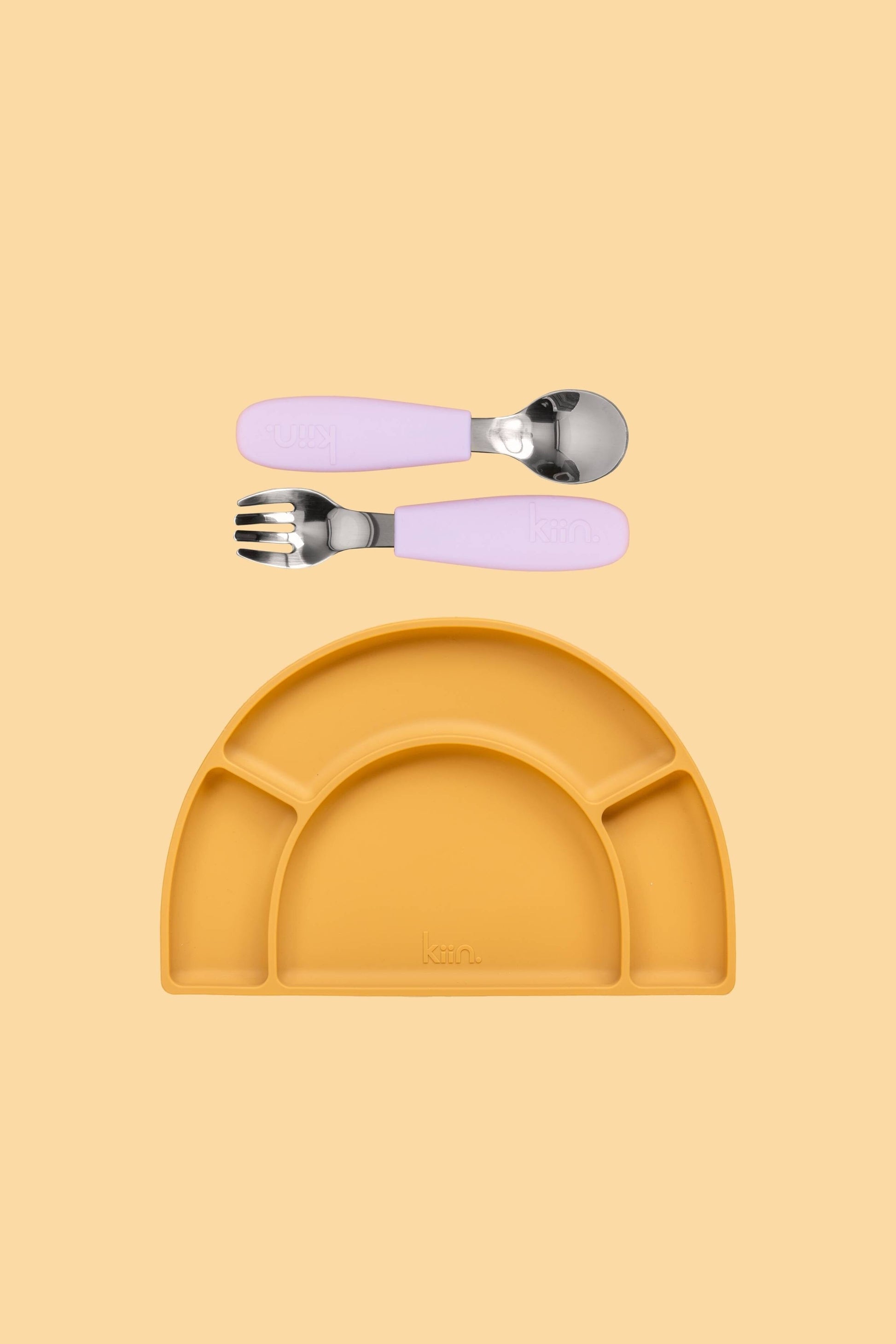 Silicone Plate & Cutlery Bundle Bundles Kiin ® Lilac Tan 