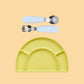 Silicone Plate & Cutlery Bundle Bundles Kiin ® Pastel Sky Apple 