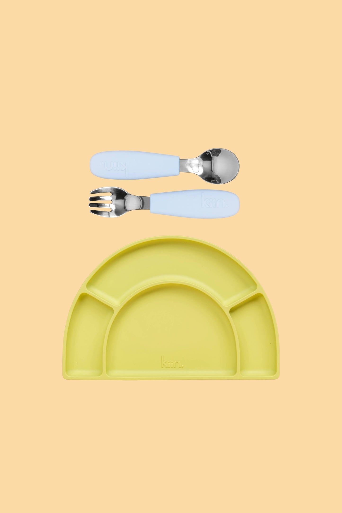 Silicone Plate & Cutlery Bundle Bundles Kiin ® Pastel Sky Apple 