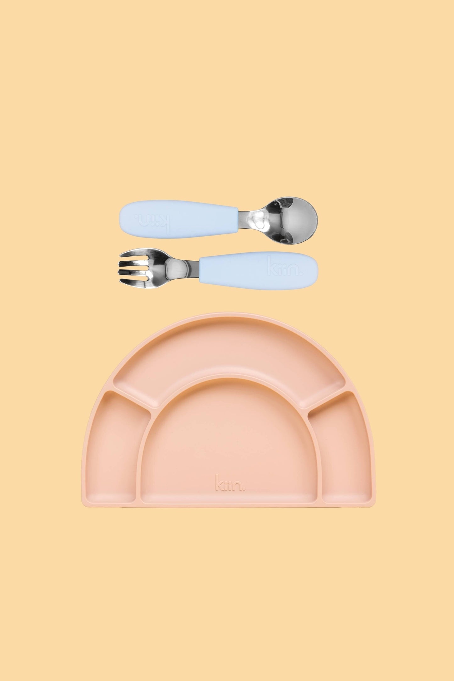 Silicone Plate & Cutlery Bundle Bundles Kiin ® Pastel Sky Blossom 