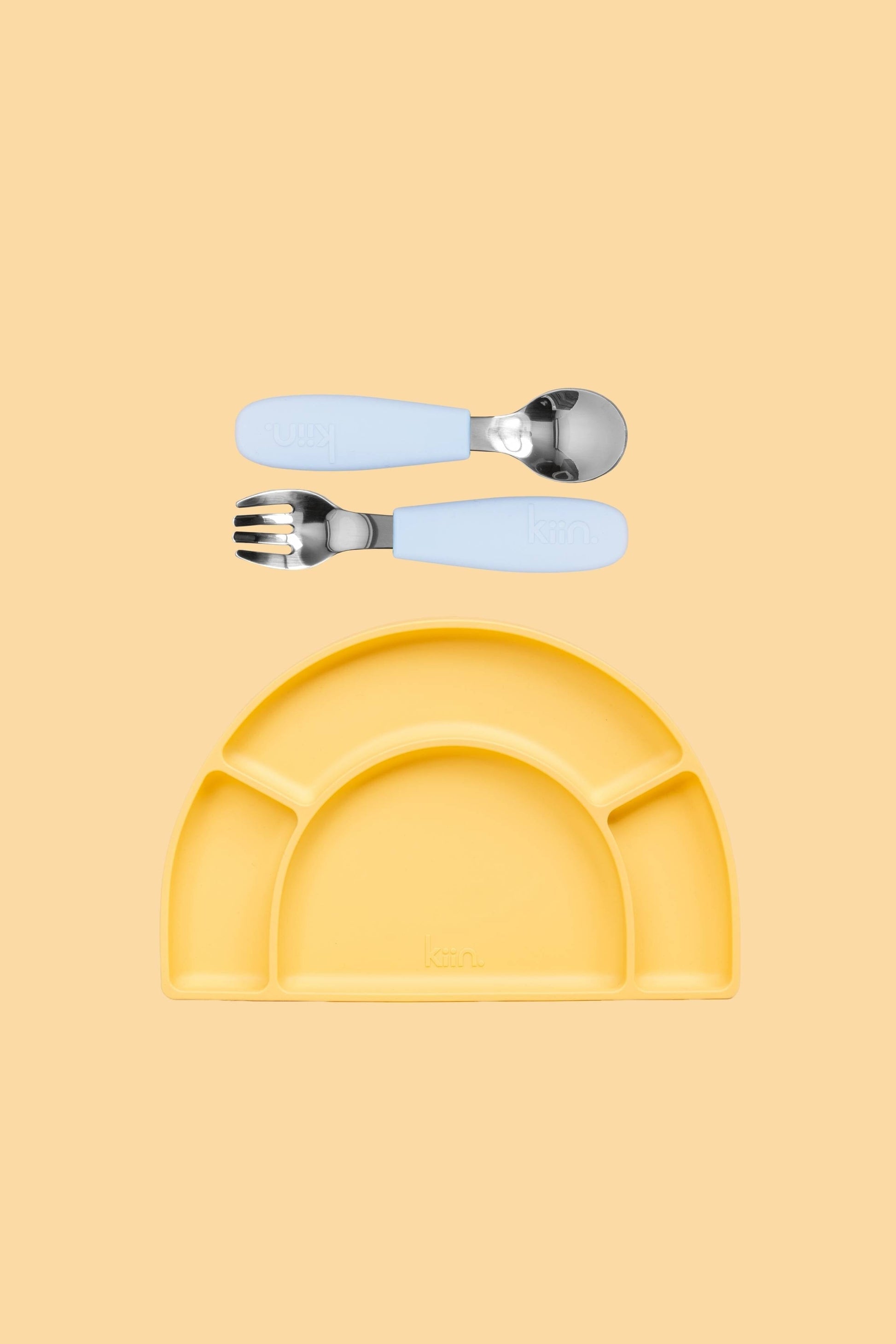 Silicone Plate & Cutlery Bundle Bundles Kiin ® Pastel Sky Buttercup 