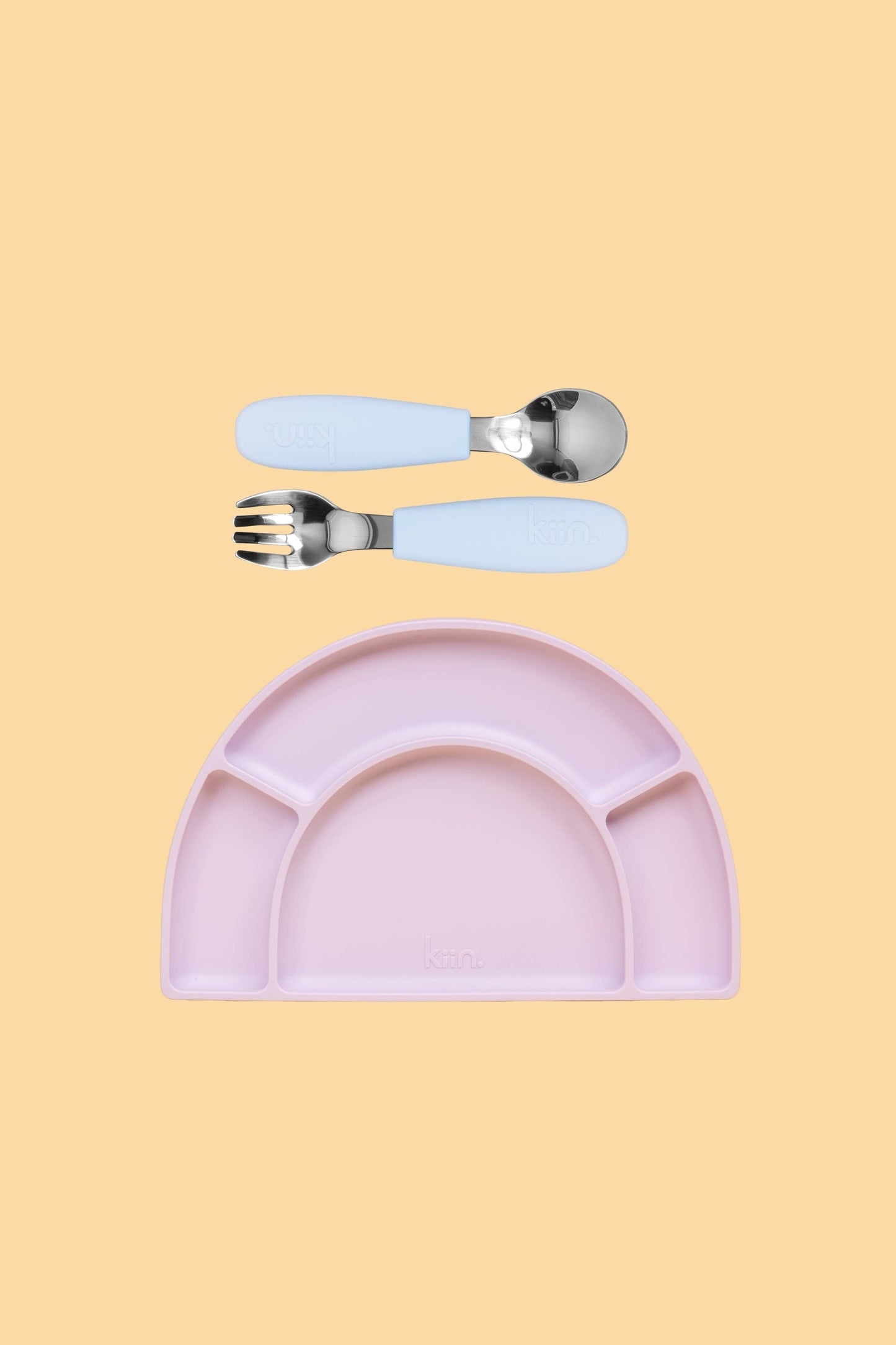 Silicone Plate & Cutlery Bundle Bundles Kiin ® Pastel Sky Lilac 