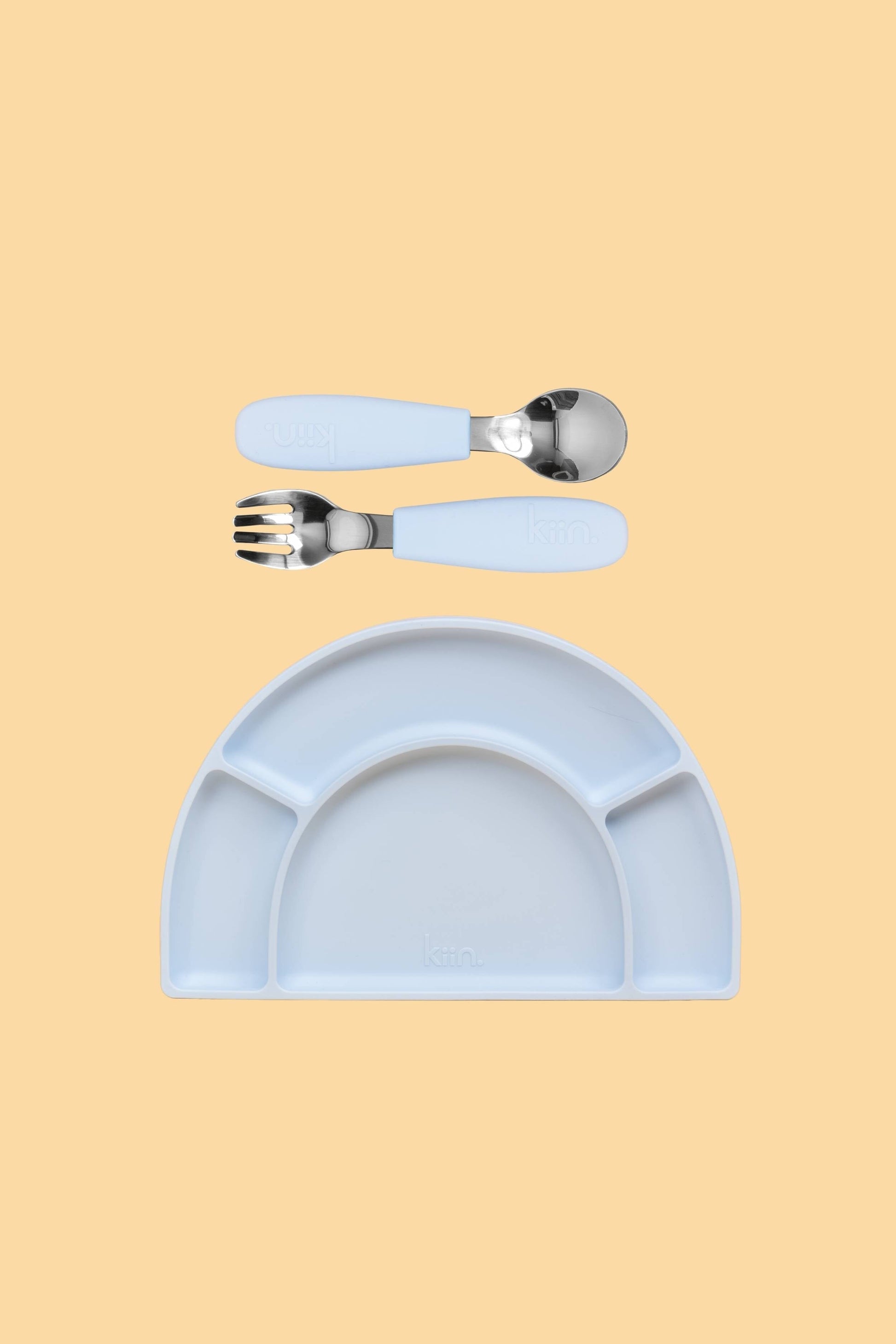 Silicone Plate & Cutlery Bundle Bundles Kiin ® Pastel Sky Pastel Sky 