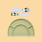 Silicone Plate & Cutlery Bundle Bundles Kiin ® Pastel Sky Sage 