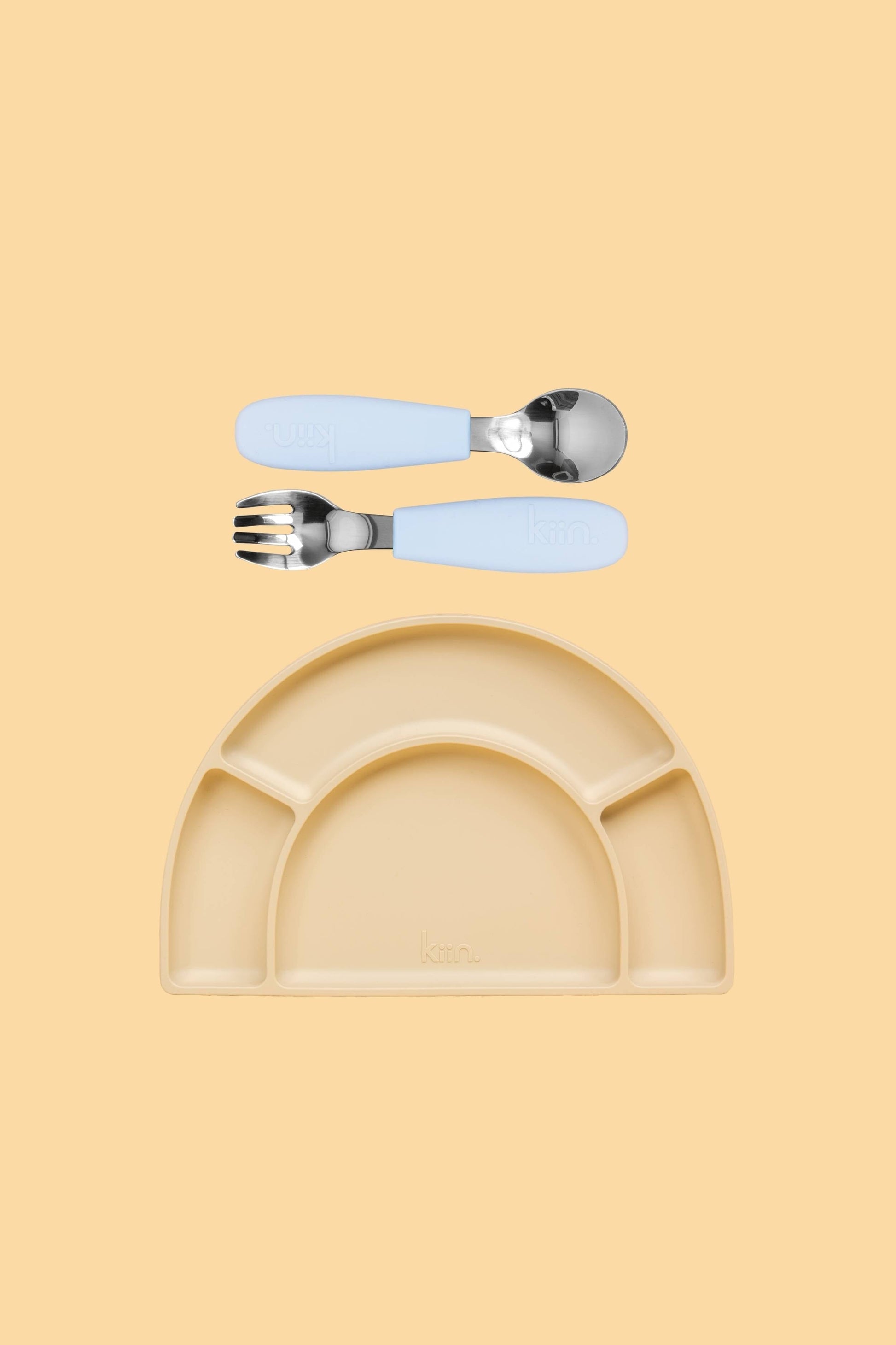 Silicone Plate & Cutlery Bundle Bundles Kiin ® Pastel Sky Vanilla 