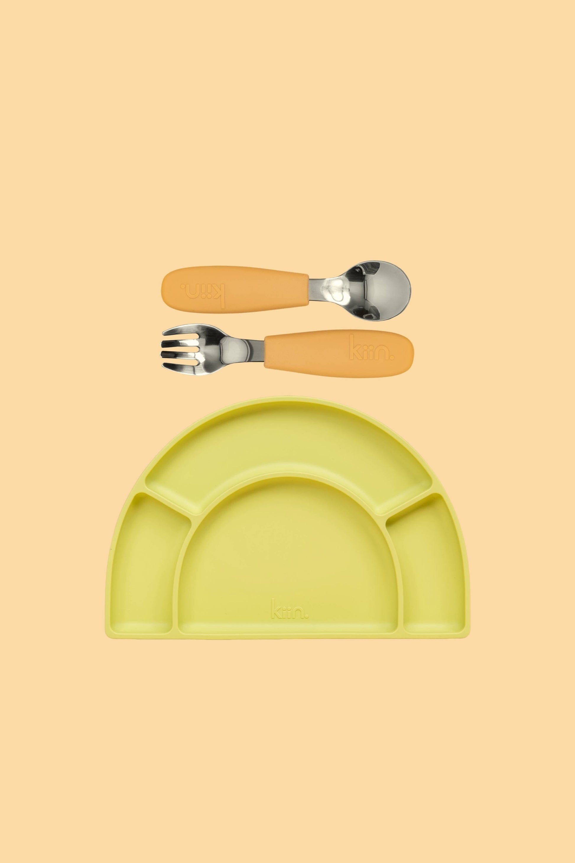 Silicone Plate & Cutlery Bundle Bundles Kiin ® Tan Apple 