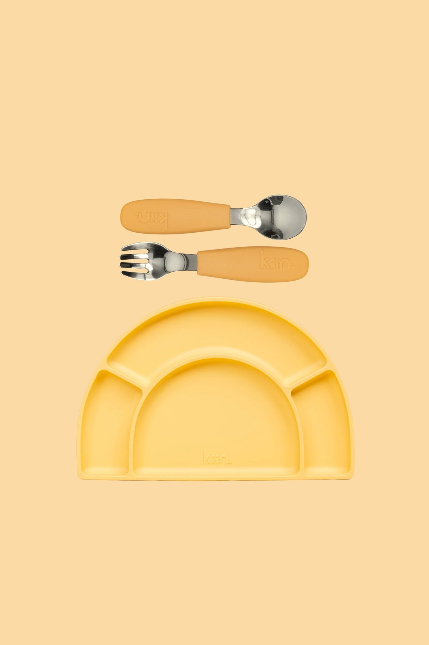 Silicone Plate & Cutlery Bundle Bundles Kiin ® Tan Buttercup 