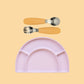 Silicone Plate & Cutlery Bundle Bundles Kiin ® Tan Lilac 