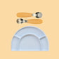 Silicone Plate & Cutlery Bundle Bundles Kiin ® Tan Pastel Sky 