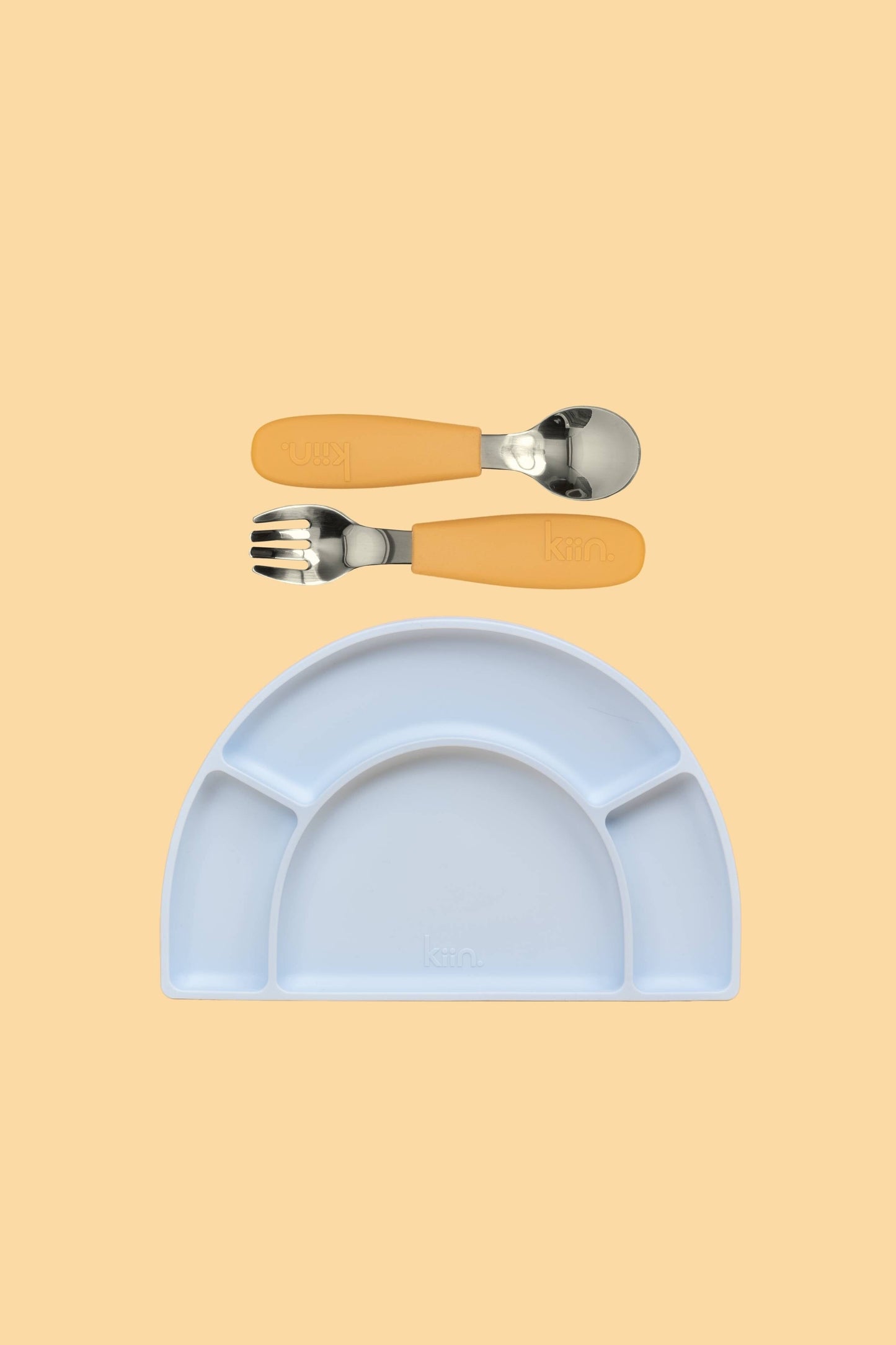 Silicone Plate & Cutlery Bundle Bundles Kiin ® Tan Pastel Sky 