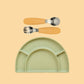 Silicone Plate & Cutlery Bundle Bundles Kiin ® Tan Sage 