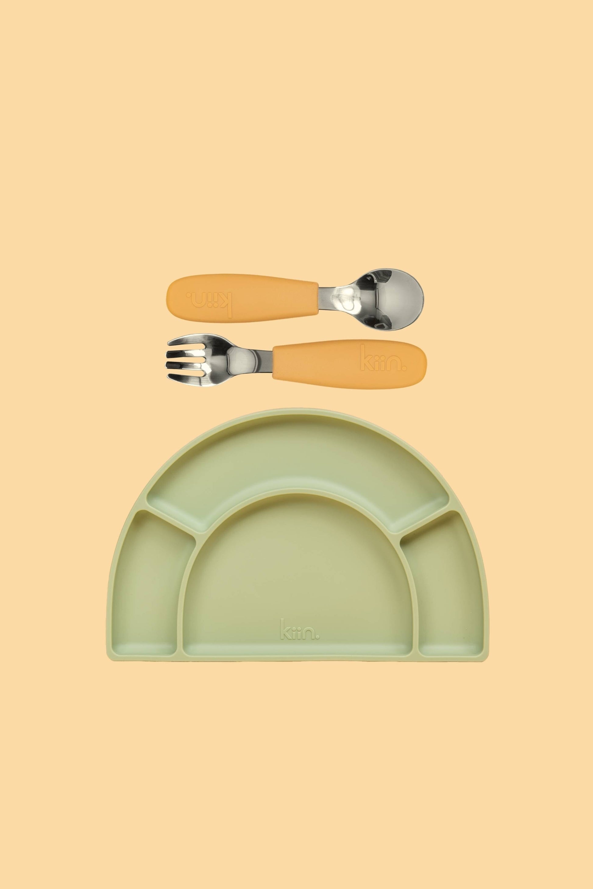 Silicone Plate & Cutlery Bundle Bundles Kiin ® Tan Sage 