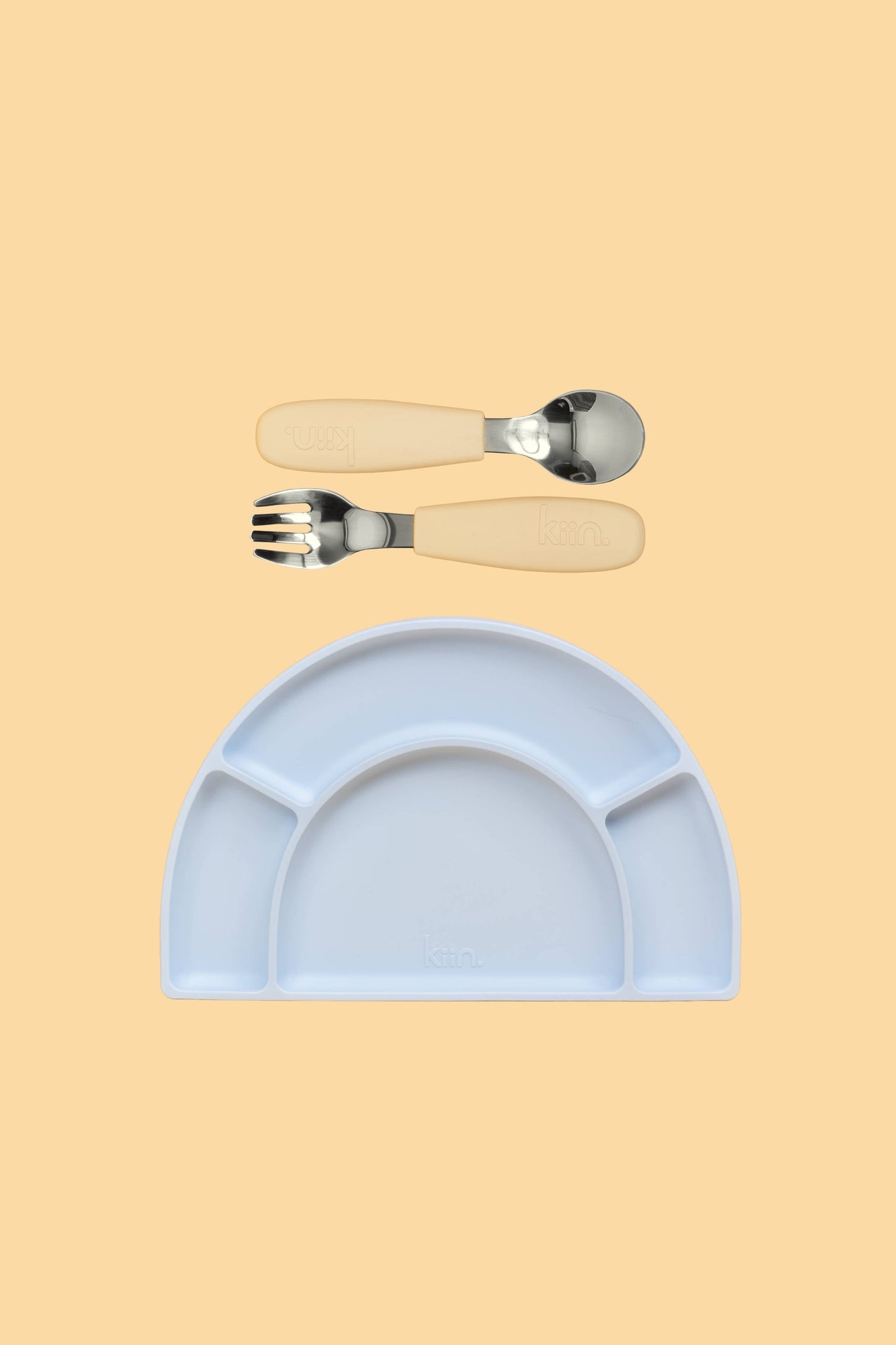 Silicone Plate & Cutlery Bundle Bundles Kiin ® Vanilla Pastel Sky 