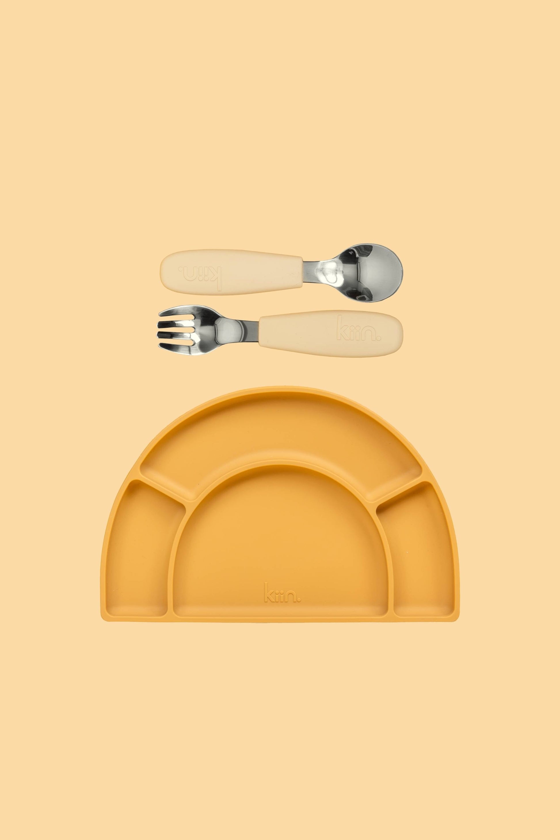 Silicone Plate & Cutlery Bundle Bundles Kiin ® Vanilla Tan 