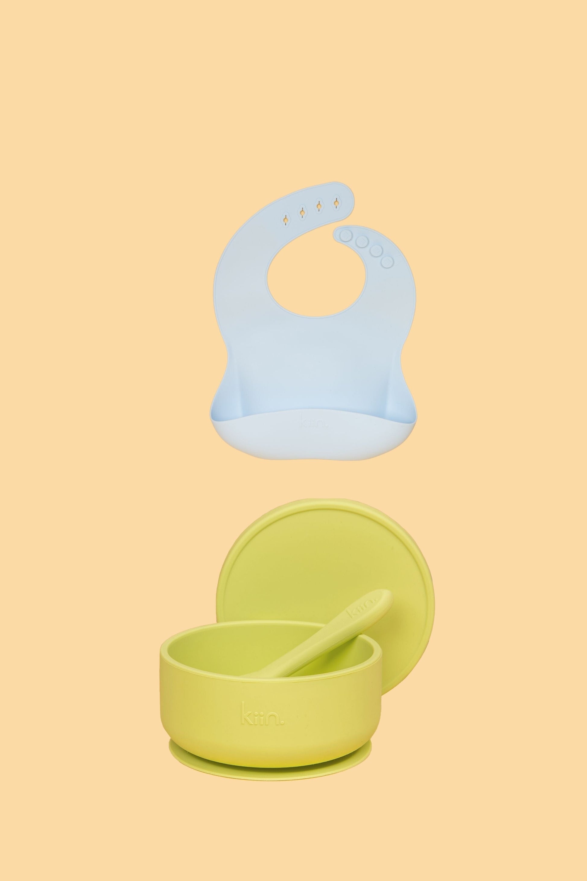 Silicone Suction Bowl & Bib Bundle Bundles Kiin ® Apple Pastel Sky 