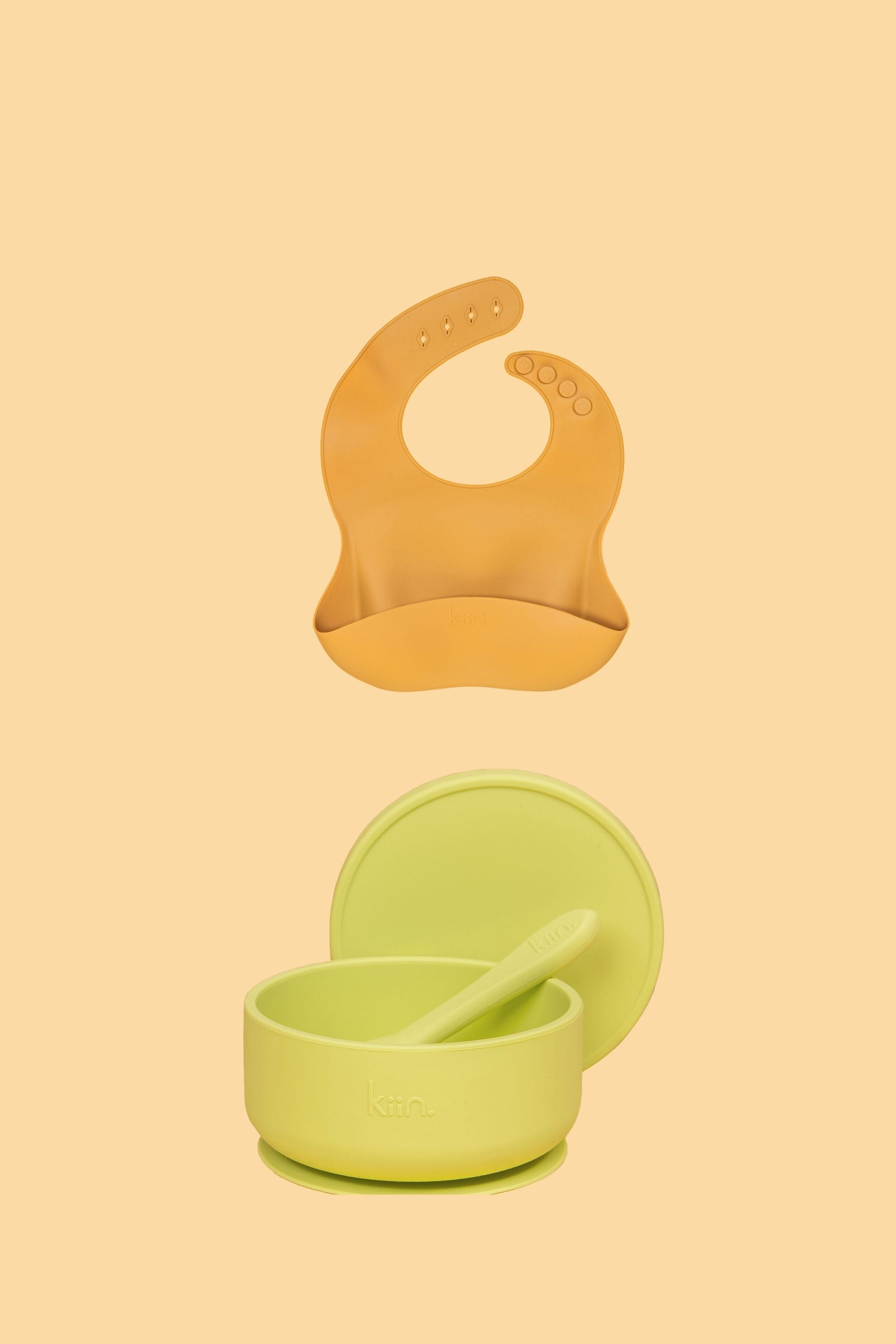 Silicone Suction Bowl & Bib Bundle Bundles Kiin ® Apple Tan 