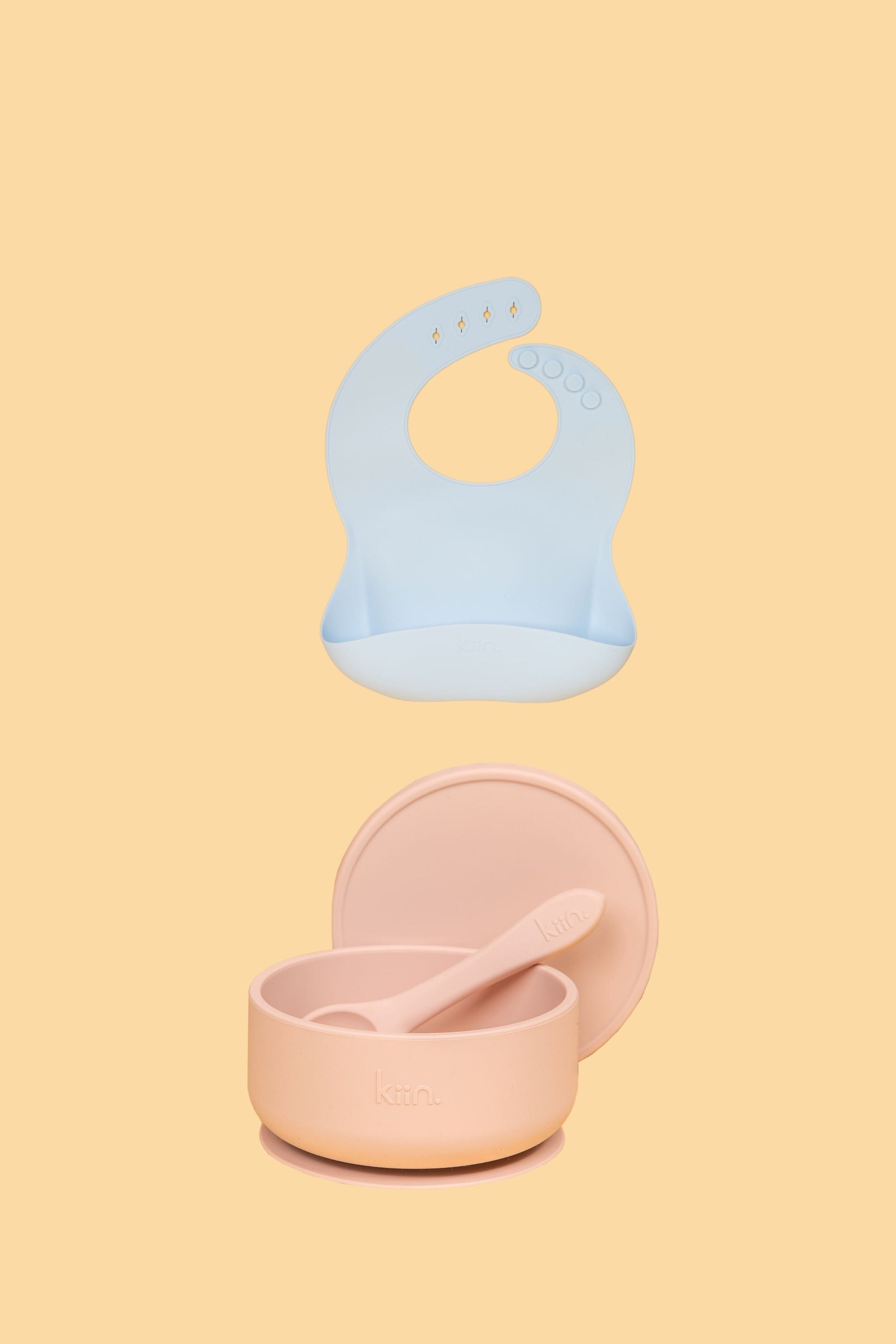 Silicone Suction Bowl & Bib Bundle Bundles Kiin ® Blossom Pastel Sky 