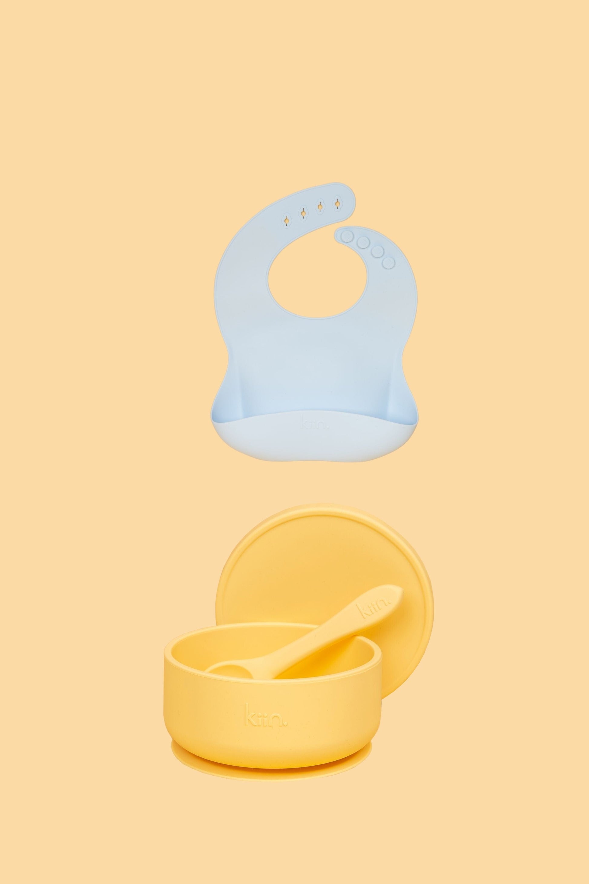 Silicone Suction Bowl & Bib Bundle Bundles Kiin ® Buttercup Pastel Sky 