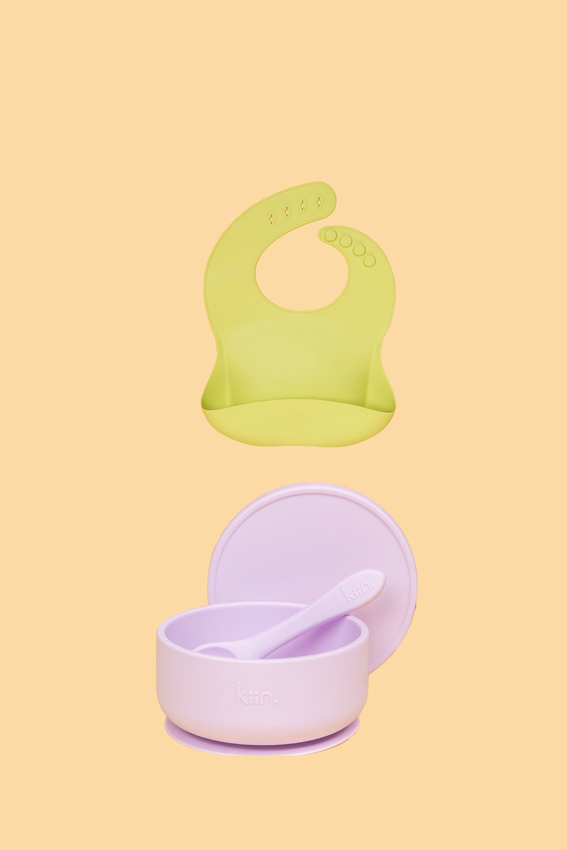 Silicone Suction Bowl & Bib Bundle Bundles Kiin ® Lilac Apple 