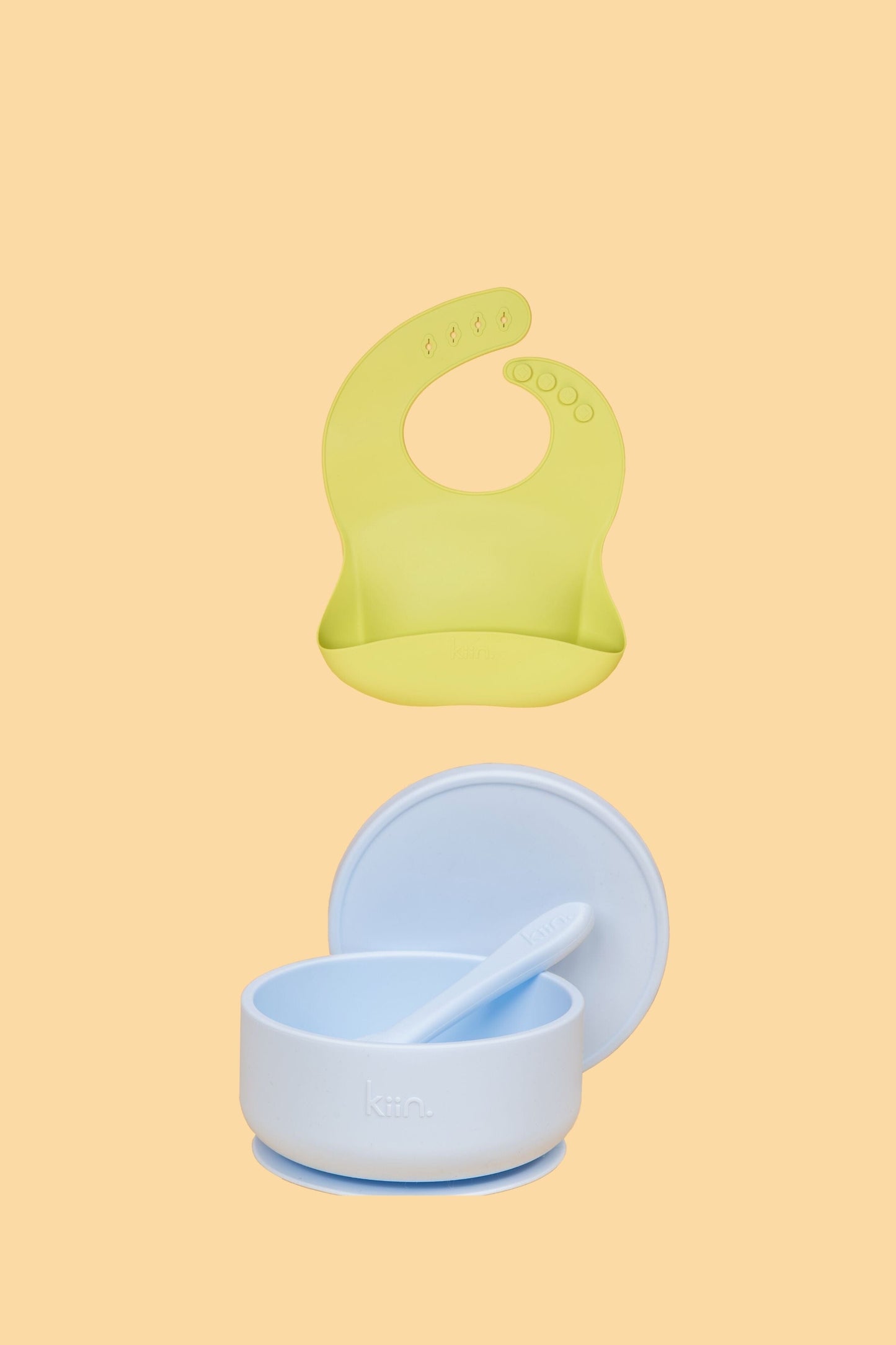 Silicone Suction Bowl & Bib Bundle Bundles Kiin ® Pastel Sky Apple 