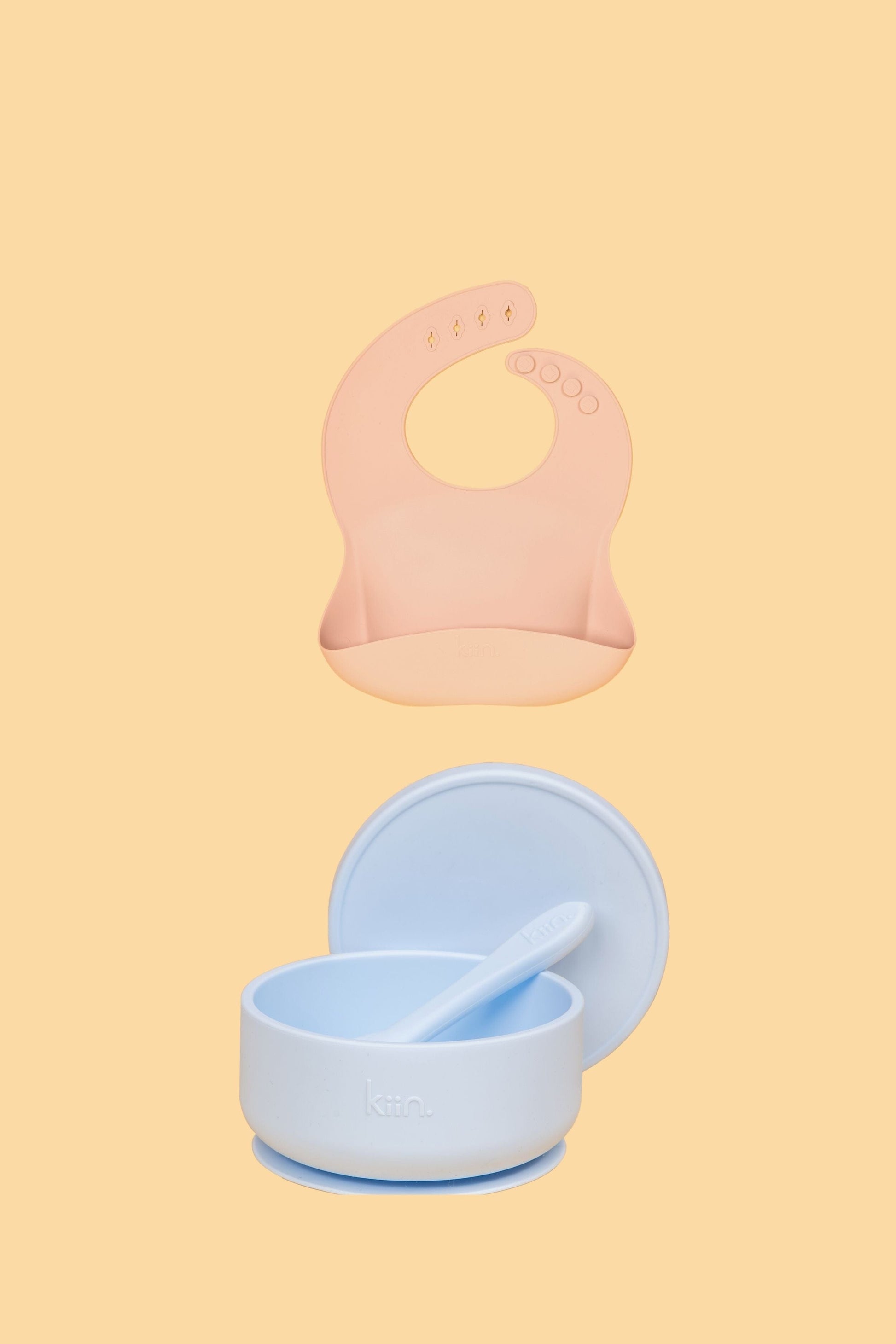 Silicone Suction Bowl & Bib Bundle Bundles Kiin ® Pastel Sky Blossom 