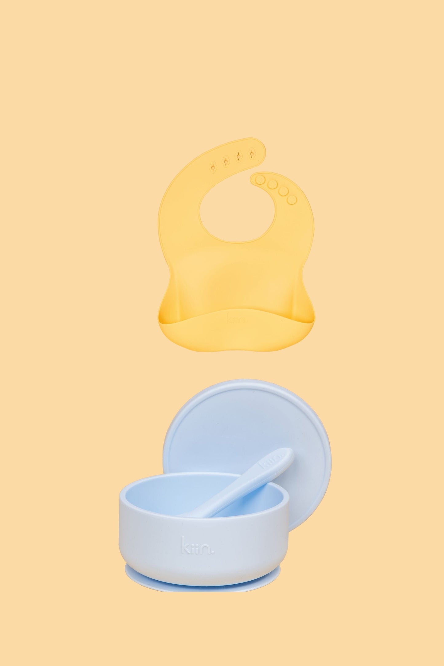 Silicone Suction Bowl & Bib Bundle Bundles Kiin ® Pastel Sky Buttercup 