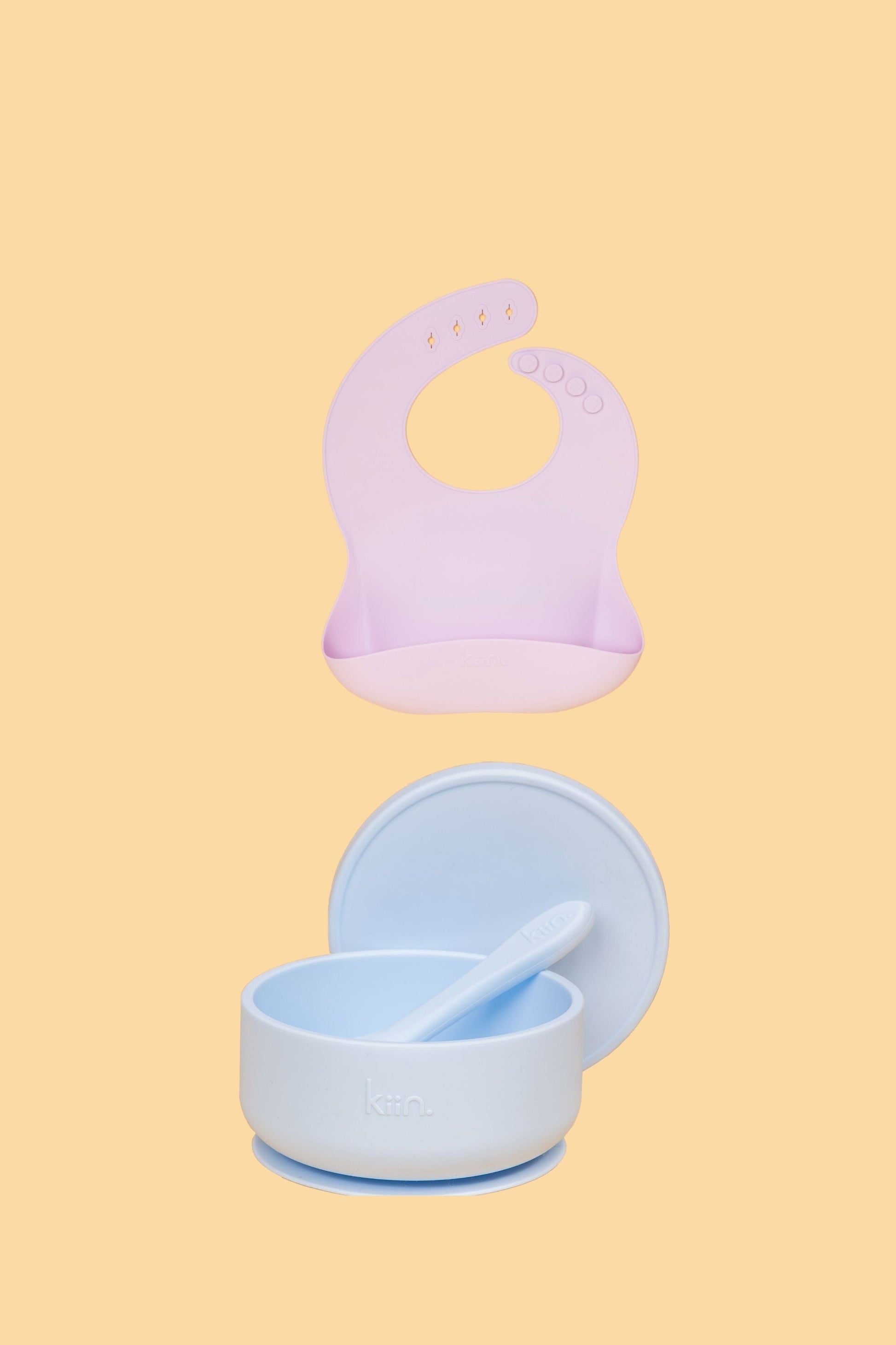 Silicone Suction Bowl & Bib Bundle Bundles Kiin ® Pastel Sky Lilac 