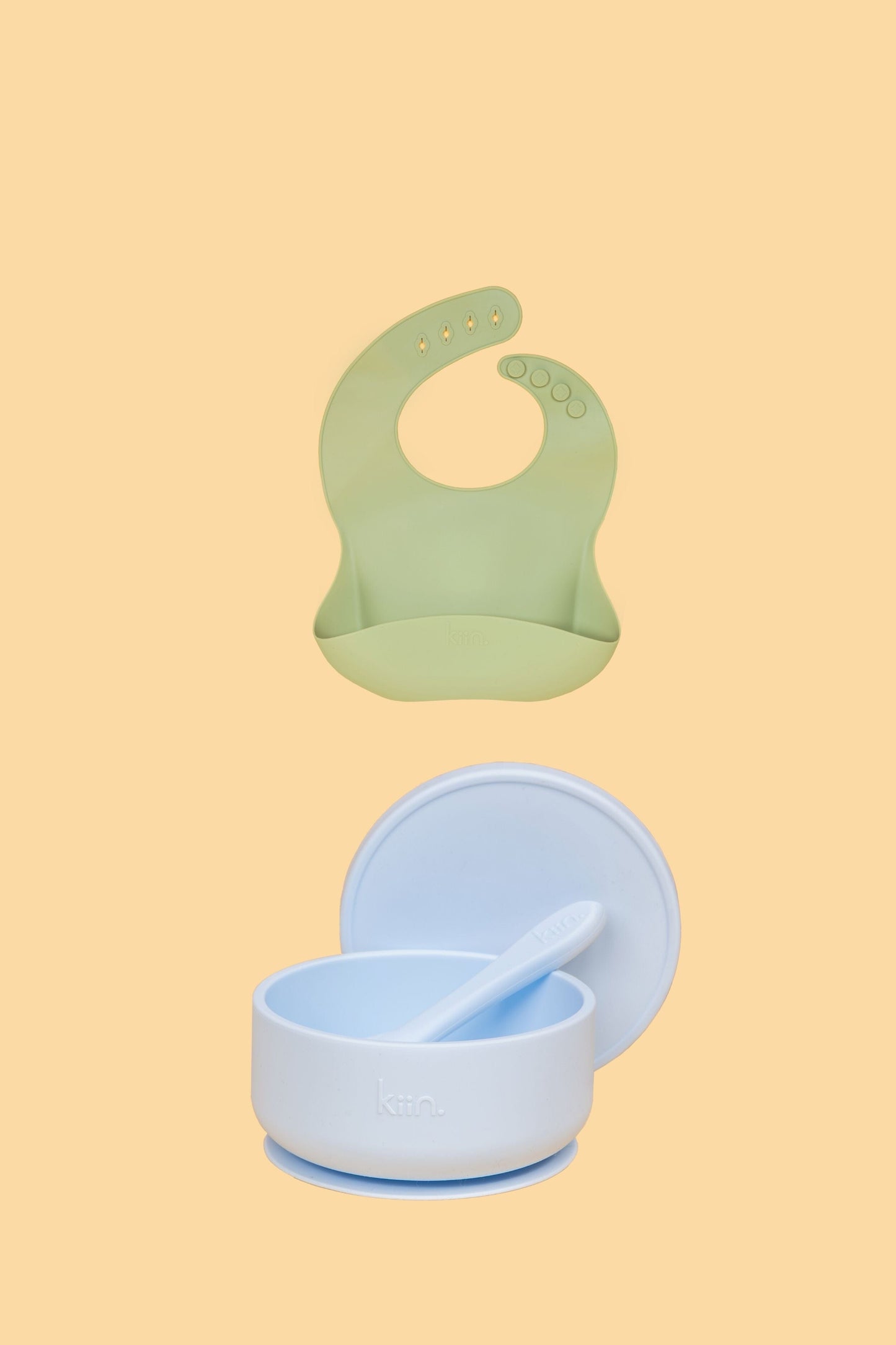 Silicone Suction Bowl & Bib Bundle Bundles Kiin ® Pastel Sky Sage 