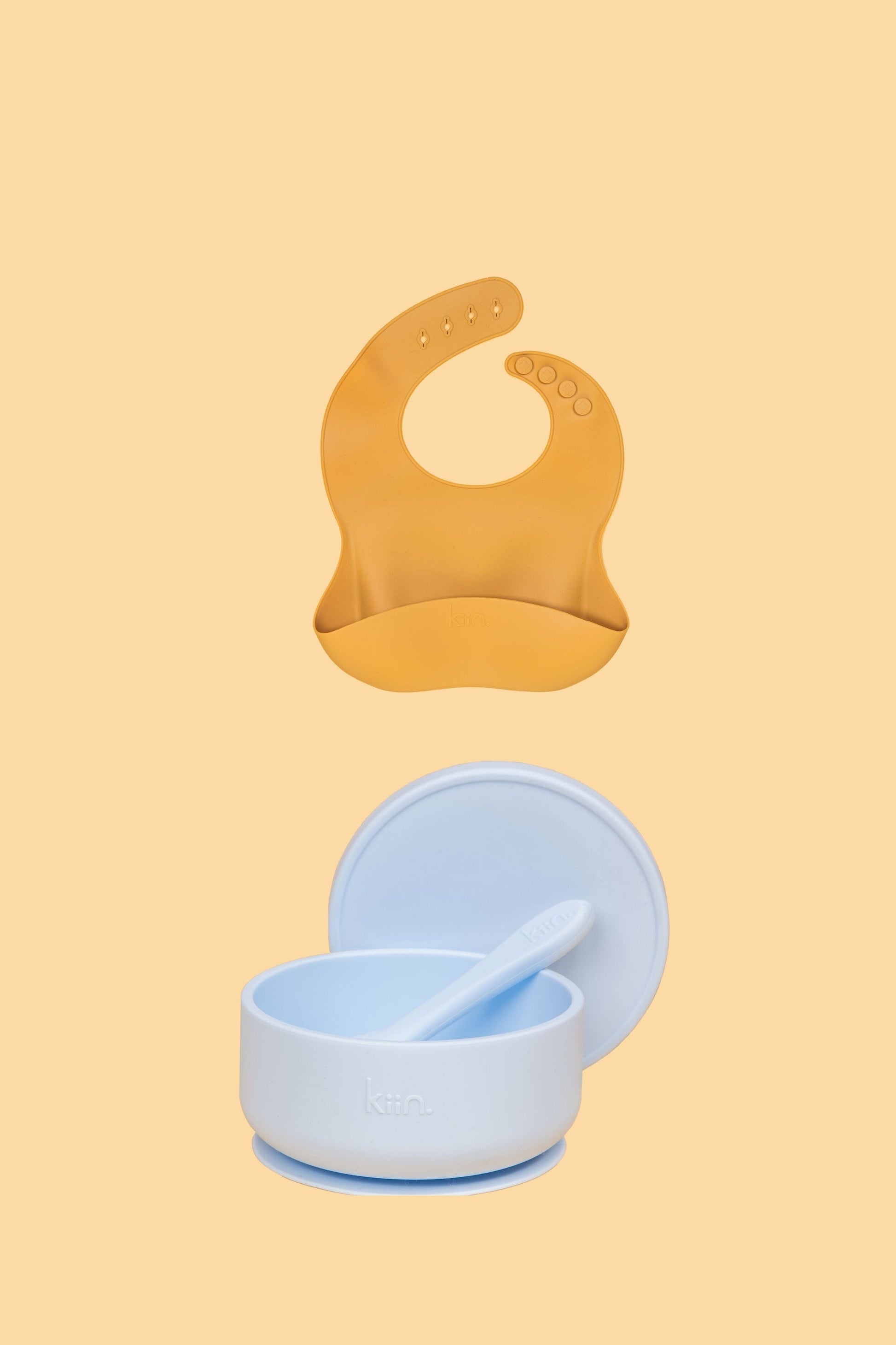 Silicone Suction Bowl & Bib Bundle Bundles Kiin ® Pastel Sky Tan 