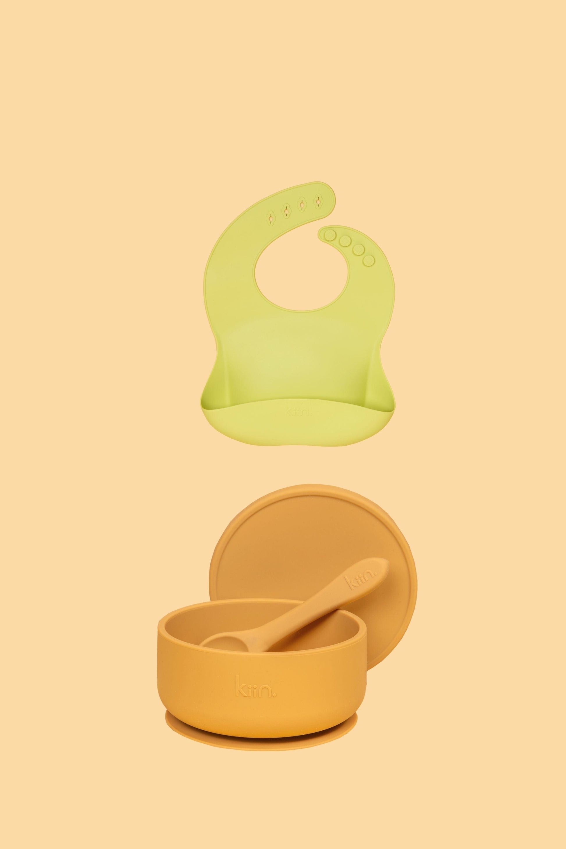 Silicone Suction Bowl & Bib Bundle Bundles Kiin ® Tan Apple 