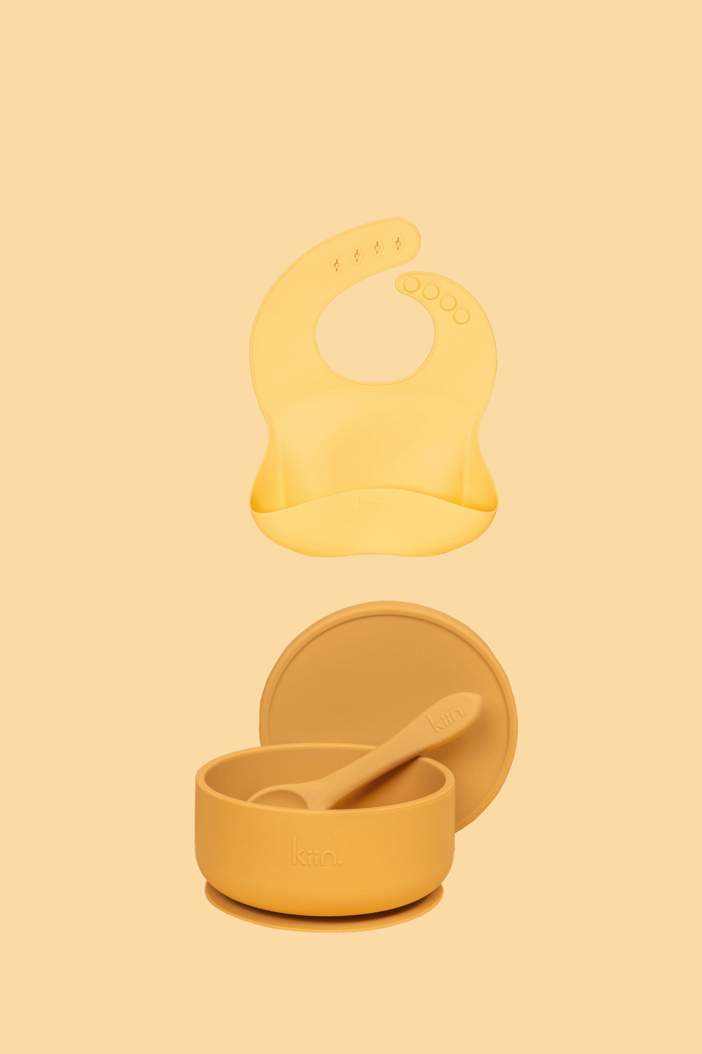 Silicone Suction Bowl & Bib Bundle Bundles Kiin ® Tan Buttercup 