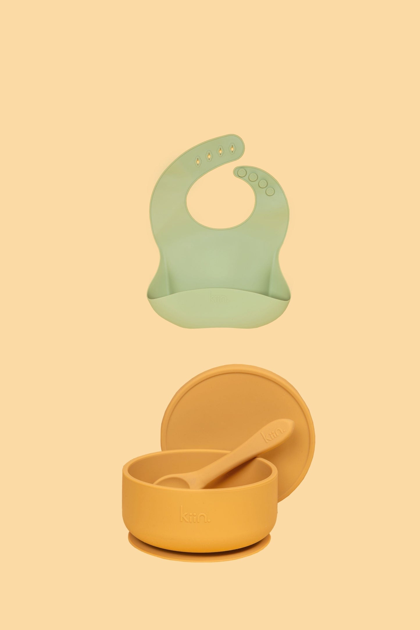 Silicone Suction Bowl & Bib Bundle Bundles Kiin ® Tan Sage 