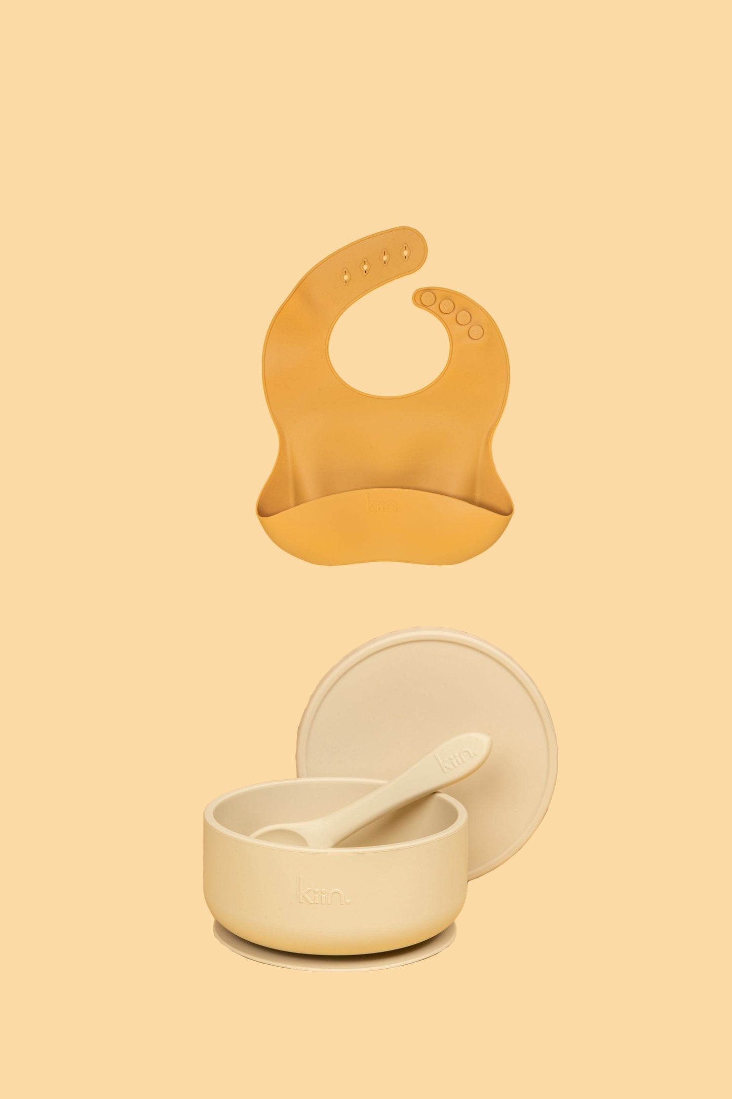 Silicone Suction Bowl & Bib Bundle Bundles Kiin ® Vanilla Tan 