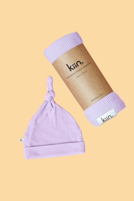 Stretch Bamboo Swaddle and Beanie Bundle - Lilac Bundles Kiin ® 