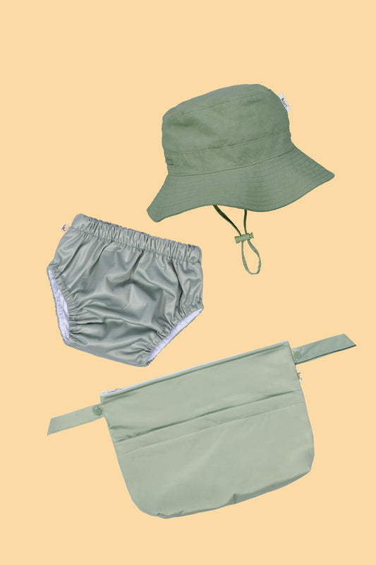 Swim Nappy + Wet Bag + Hat Bundle - SAGE Bundles Kiin ® 